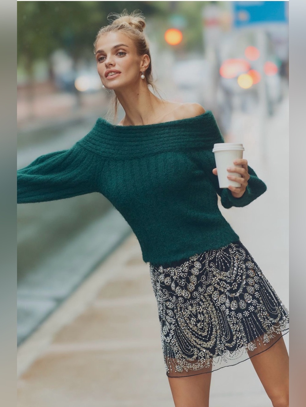 Pilcro Off-Shoulder Batwing Sweater
